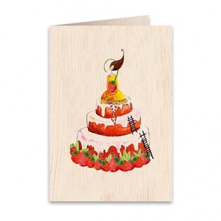 Ξύλινη Ευχετήρια Κάρτα Birthday Cake (ATV083)