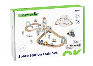 Tooky Toy Ξύλινος Διαστημικός Σταθμός & Τρενάκι (TJ796)