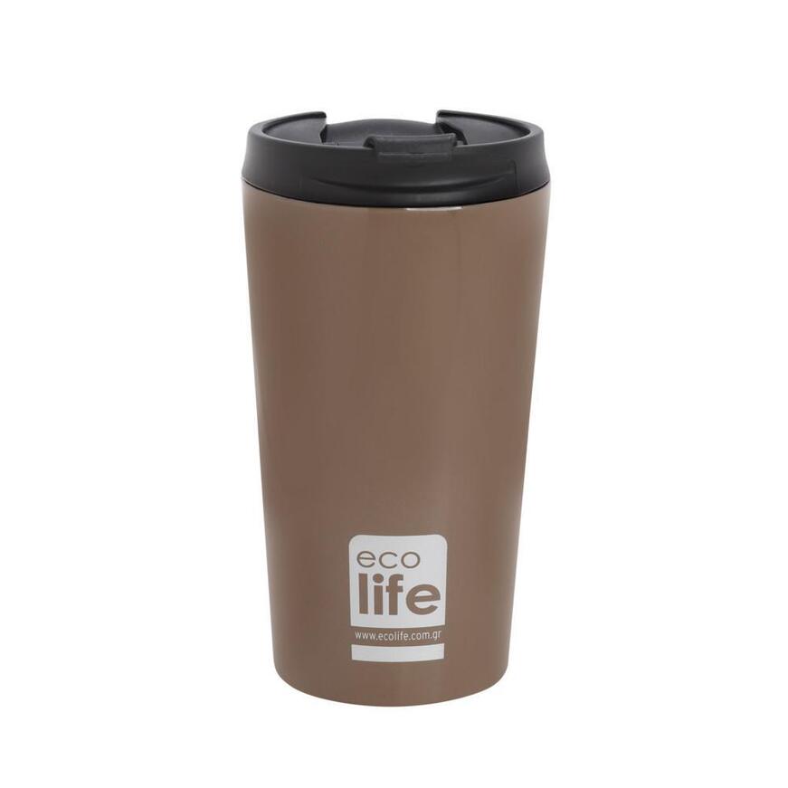 Ecolife Coffee Cup Ποτήρι Θερμός σε Καφέ χρώμα 0.37lt (33-BO-4002)