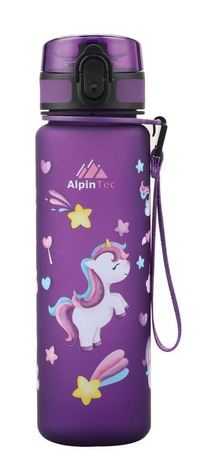 AlpinPro Παιδικό Παγούρι Μονόκεροι από Πλαστικό Tritan με Καλαμάκι Non Spill Μωβ 500ml
