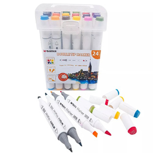 Μαρκαδόροι Art Markers Με Διπλή Μύτη (Fine - Broad) 24 Χρώματα (APMV0901)