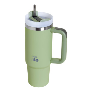 Ecolife Θερμός 2 Handles Lid Tumbler με καλαμάκι 900ml Bay Leaf