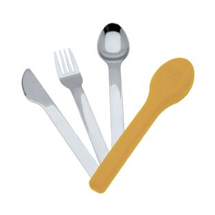 Ecolife Σετ Μαχαιροπίρουνα Με Θήκη Σιλικόνης Dusty Yellow