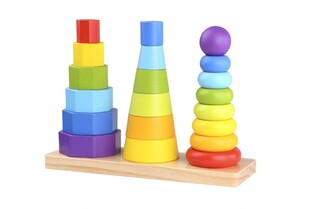 Tooky Toys Πύργοι Στοίβαξης Γεωμετρικά Σχήματα από Ξύλο (TKF008)