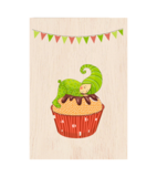 Ξύλινη Ευχετήρια Κάρτα Cupcake Green (ATV148)