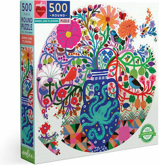 Puzzle 500 κομ, Στρογγυλό, Birds and Flowers (PZFBDF)