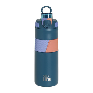 Ecolife Θερμός Ανοξείδωτος 500ml With Slicon Grip Blue