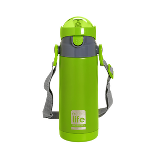 Ecolife Ανοξείδωτος Θερμός με Καλαμάκι 400ml Πράσινος (33-BO-2994)
