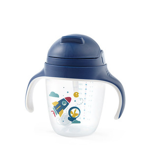 BabyOno Εκπαιδευτικό ποτήρι με καλαμάκι 240 ml Μπλε