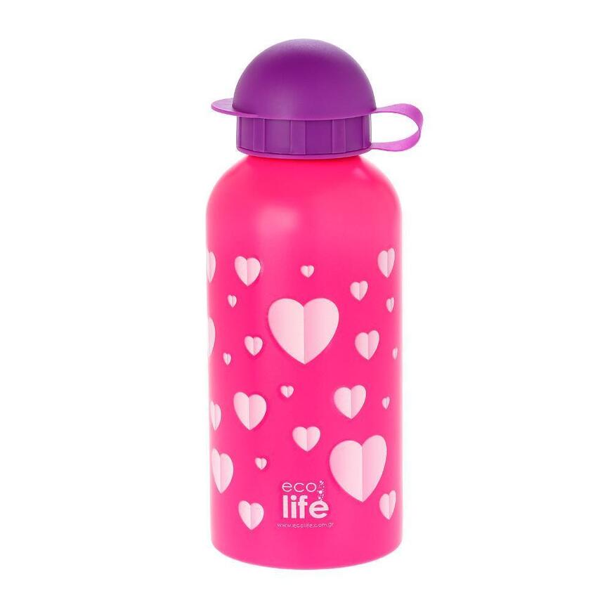 Ecolife Ανοξείδωτο Παγούρι 33-BO-2011 Hearts Pink 500ml (33-BO-2011)
