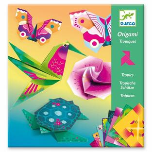 Djeco Οριγκάμι κατασκευή νέον χρώματα 'Τροπικά ζωάκια και λουλούδια' DJ08754