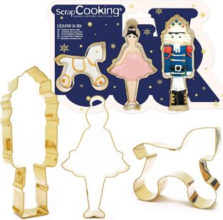 Scrap cooking-Σετ των 3 κουπ-πατ για μπικότα καρυοθραύστης -μπαλαρίνα-αλογάκι