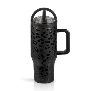Ecolife Θερμός 2 Handles Tumbler 900ml Leopard Black