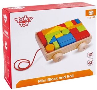 Tooky Toy Ξύλινο Συρόμενο Καρότσι με Τουβλάκια (TKB369)