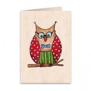 Ξύλινη Ευχετήρια Κάρτα Owlet (ATV017)