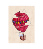 Ξύλινη Ευχετήρια Κάρτα Ζευγάρι Αερόστατο