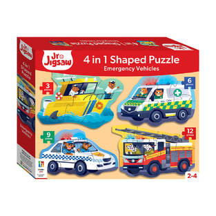 Puzzle Shaped 4-in-1 Jigsaws: Emergency Vehicles