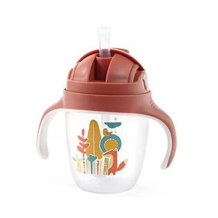 BabyOno Εκπαιδευτικό Ποτήρι Με Καλαμάκι 240ml Κεραμιδί 