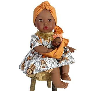 Nines D'Onil: Alika με φορεματάκι και μωράκι σε μάρσιπο Καφέ (NDO-1330)