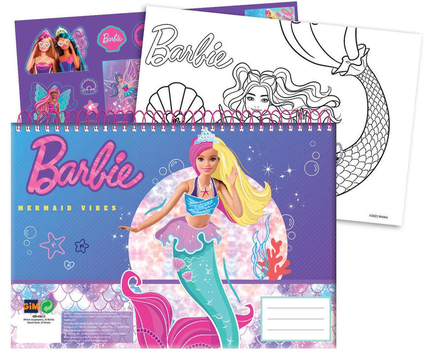 Μπλοκ Ζωγραφικής Α4 40 Φύλλα + Stickers Barbie (349-76416)