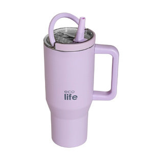 Ecolife Θερμός 2 Handles Lid Tumbler 900ml Light Lila