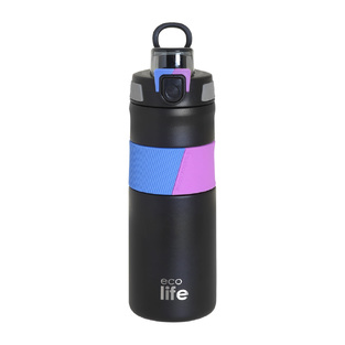 Ecolife Θερμός Ανοξείδωτος 500ml With Silicon Grip Black